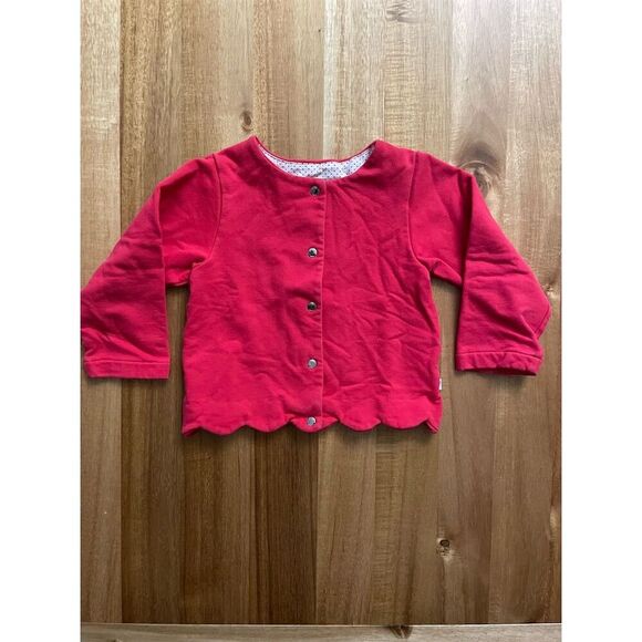 Jacadi Baby Girl Red Pink Fuchsia Cardigan Size 24 Months - Picture 1 of 5